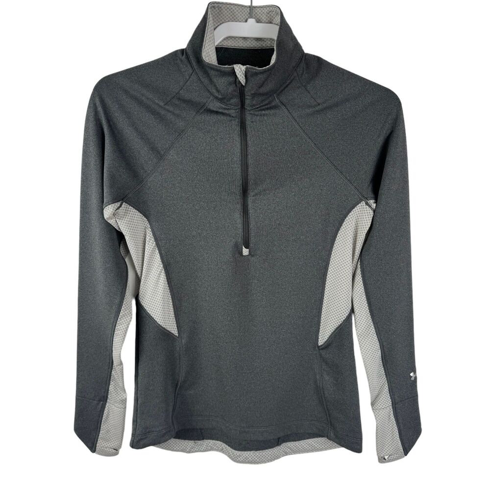 Under Armour Women's 1/4 Zip Semi-Fitted Top Size Small Gray Cold Gear